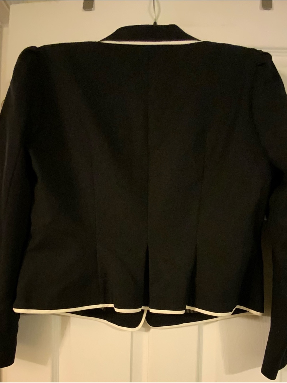 NWT Worthington Black Blazer White Piping Blazer Zipper Pockets Large - Picture 2 of 8